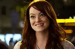 Emma Stone gives thumbs up then thumbs down