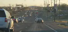 sunset traffic on a busy highway