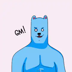 Blue bear says GM and points