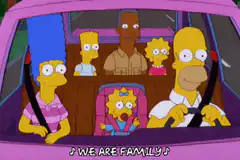 Simpsons family singing in car