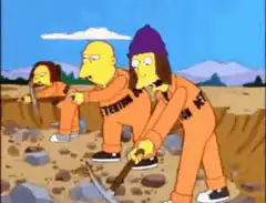 Simpsons prisoners digging in detention