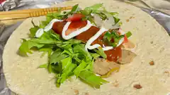 tortilla with meat and greens