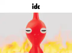 Red balloon character on fire