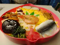 colorful seafood bowl with shrimp and fish