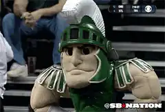 Green Spartan Mascot Angry Face Zoom