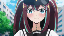 Anime girl in sailor hat pointing