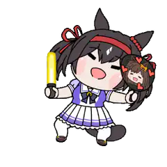 chibi horse girl dancing with glow stick