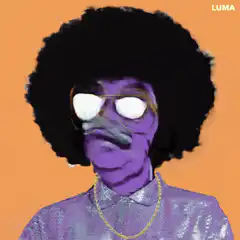 Purple man smoking joint