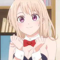 Anime girl excited with red bowtie