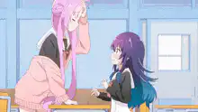 anime girls kiss in classroom