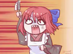 Chibi girl with knife and angry face