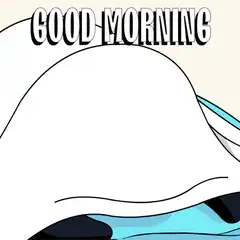 Cute penguin waking up in bed