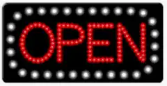 Flashing open sign