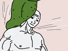 muscular man gets hit by giant pickle