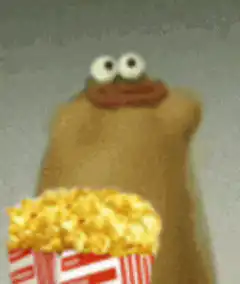 Potato eating popcorn