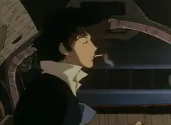 Spike Spiegel smoking in the car