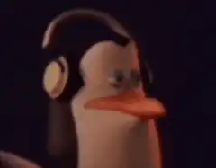 Penguin wearing headphones bobbing head