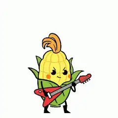 Rocking corn character playing guitar