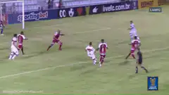 Soccer player scores a goal