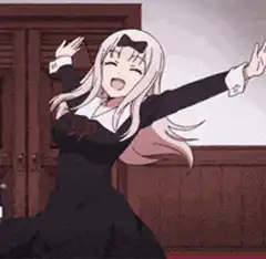 Miyuki Shinomiya dancing excitedly