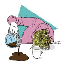tired person pouring coffee
