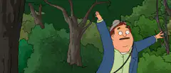 Hank Hill hugs a tree