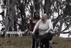 Old lady screaming on bike crash