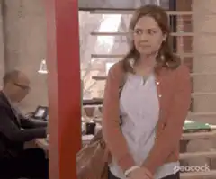 Pam Beesly side eye walk away