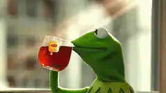 Kermit the Frog sipping tea