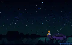 Homer Simpson stargazing at night