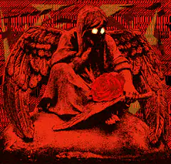 Angel of Death with glowing eyes