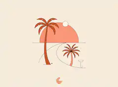 Minimalist beach sunset illustration