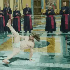 Jesus breakdancing for cardinals