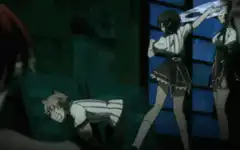 anime girl hits boy with energy blast