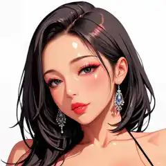 Anime girl with black hair smiles
