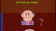 Judge yelling Ey! Fuck you, buddy!