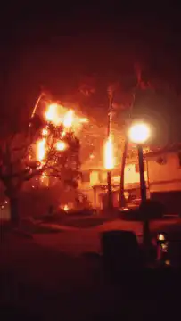 house fire at night