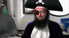 Man in pirate hat screaming