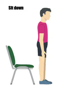 Man sits down on a chair