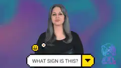 Woman holding up hand for ASL sign