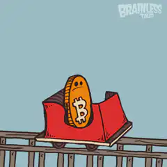 Bitcoin coin in a broken roller coaster car