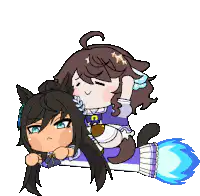 Chibi girls with cat ears and rocket