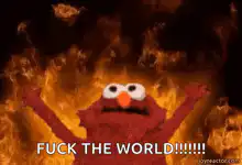 Elmo surrounded by fire
