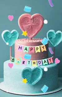 Animated birthday cake with hearts