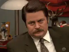 Ron Swanson suspicious look