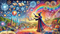Wizard casting magic spell with Bitcoin