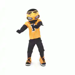 Yellow mascot dancing