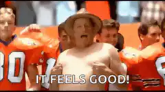 It Feels Good! Shirtless Man in Hat