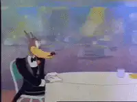 Woody Woodpecker flies horizontally