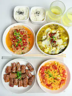 Chinese home-cooked meal spread